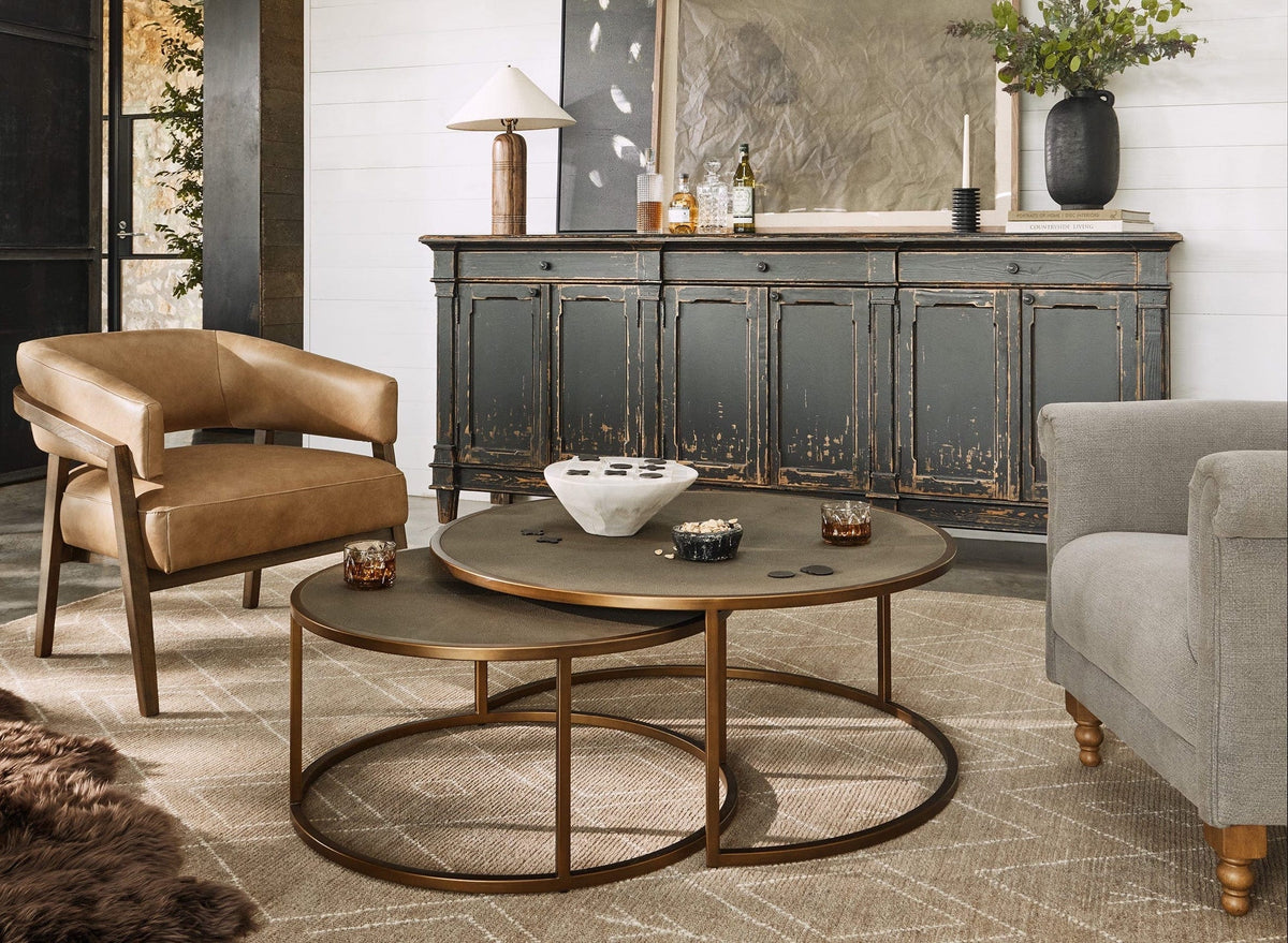 Evelyn round store nesting coffee table